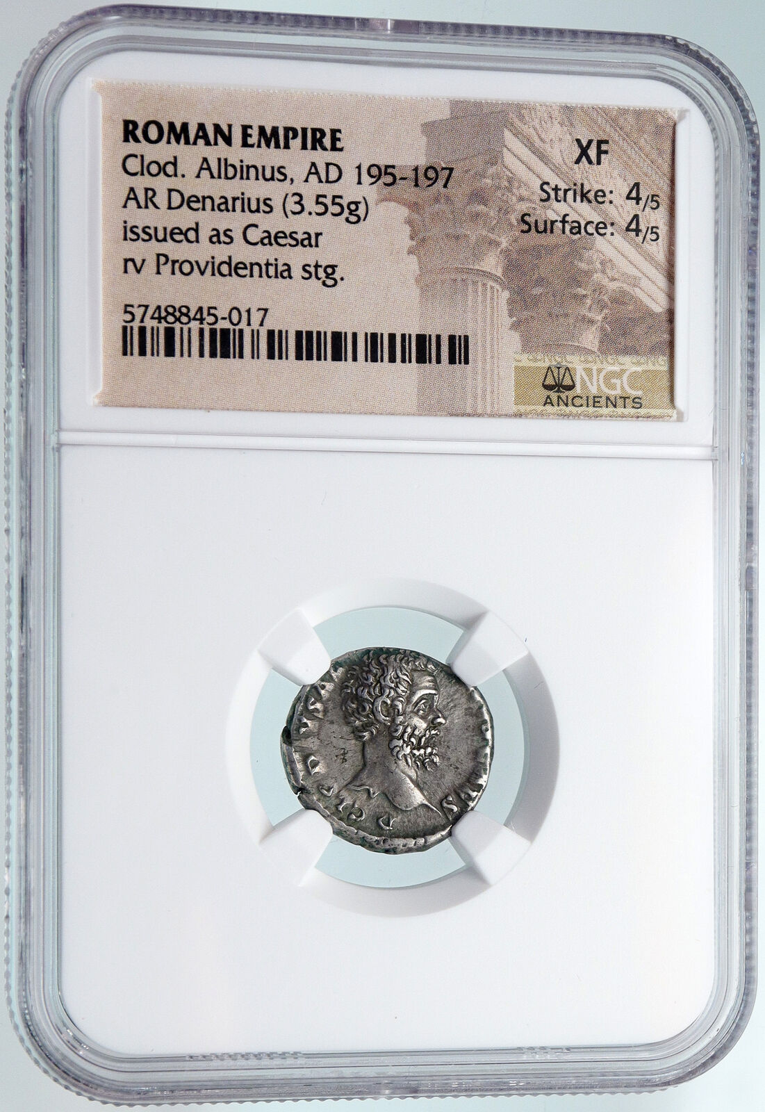 CLODIUS ALBINUS as Caesar Ancient 193AD Silver Roman DENARIUS Coin NGC i89619