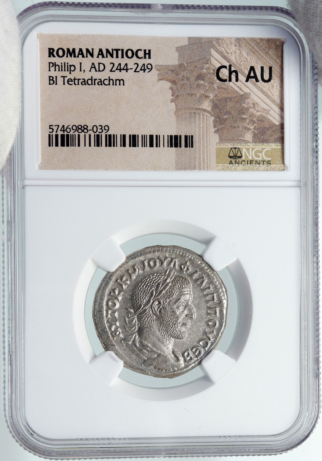 PHILIP I ARAB Antioch Ancient VINTAGE Roman TETRADRACHM Coin EAGLE NGC i87746