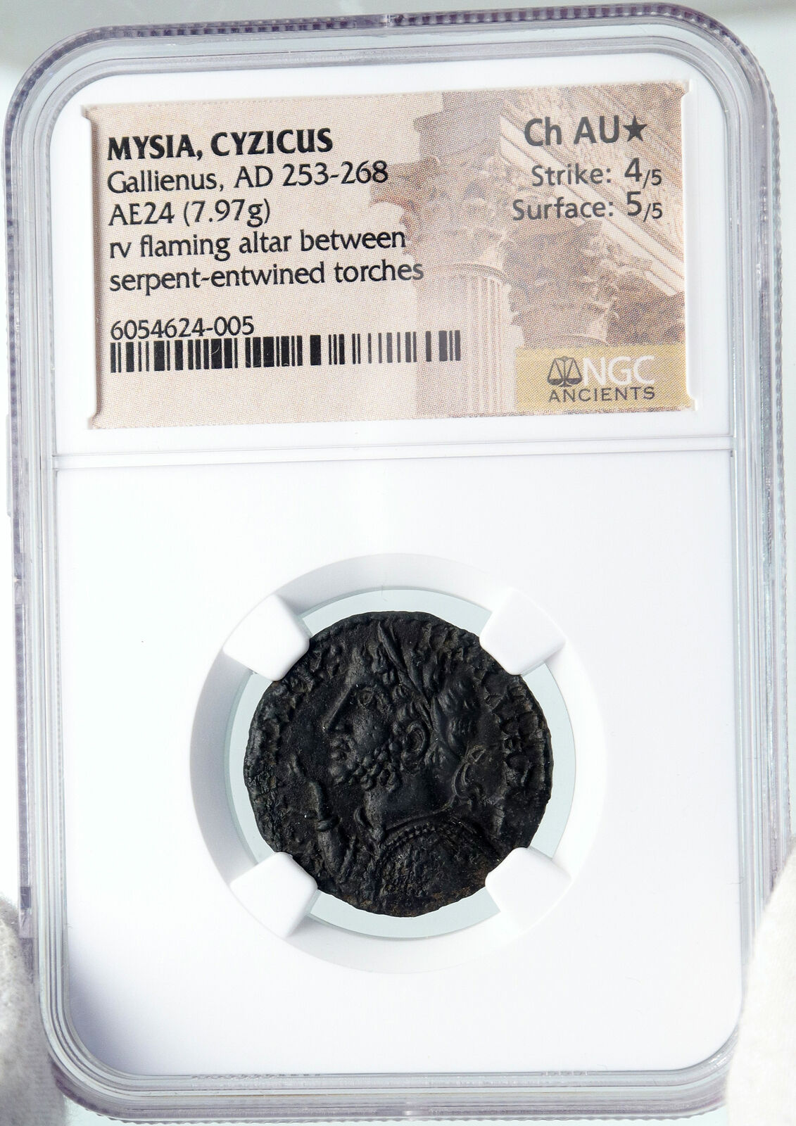 GALLIENUS Mysia, Cyzicus 253AD Rome Ancient Roman Coin ALTAR & SNAKE NGC i87751