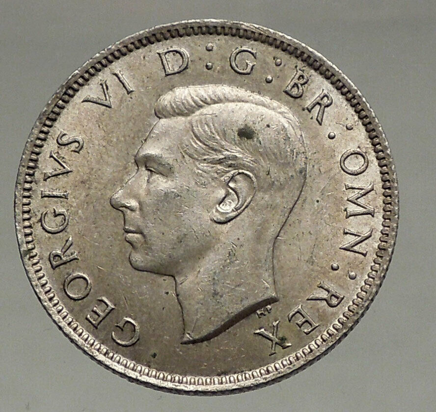 1942 United Kingdom UK Great Britain GEORGE VI w Crown Silver Florin Coin i56659