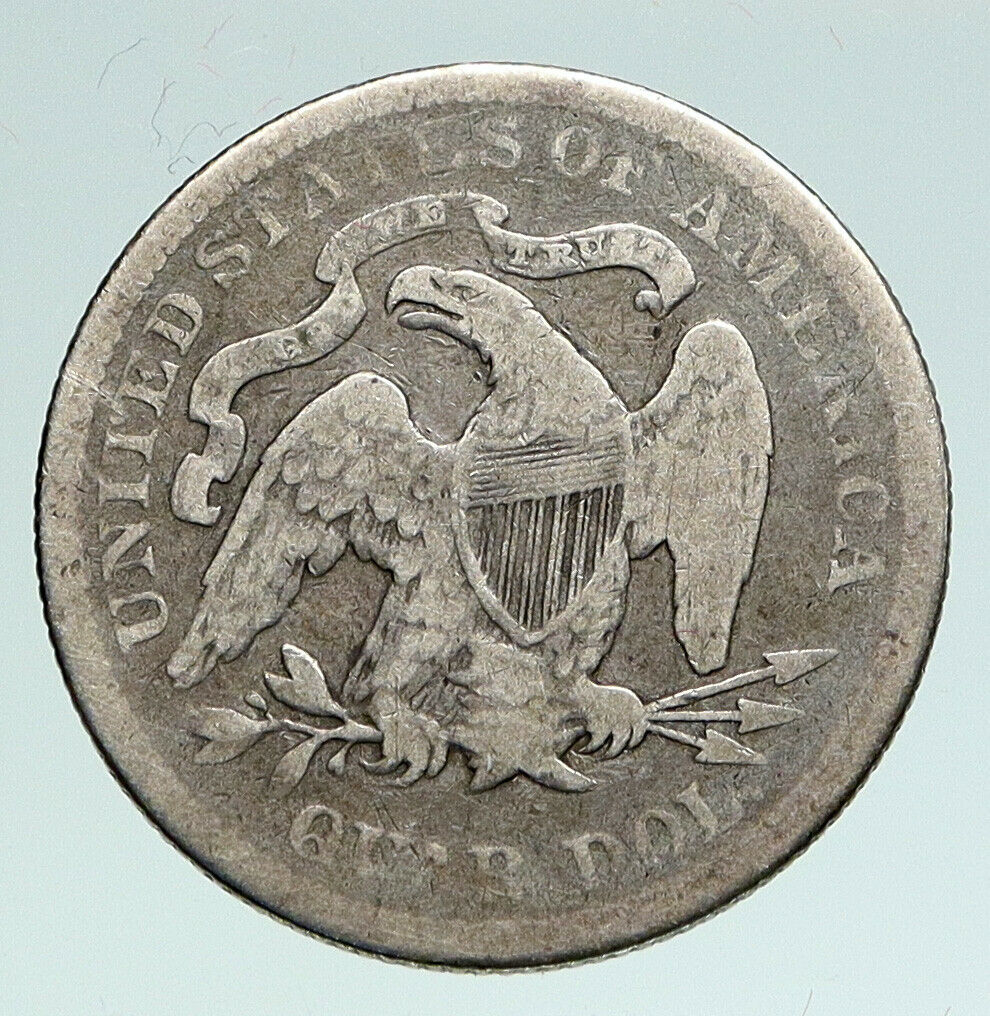 1877 P UNITED STATES US Silver SEATED LIBERTY Quarter Dollar Coin w EAGLE i90919