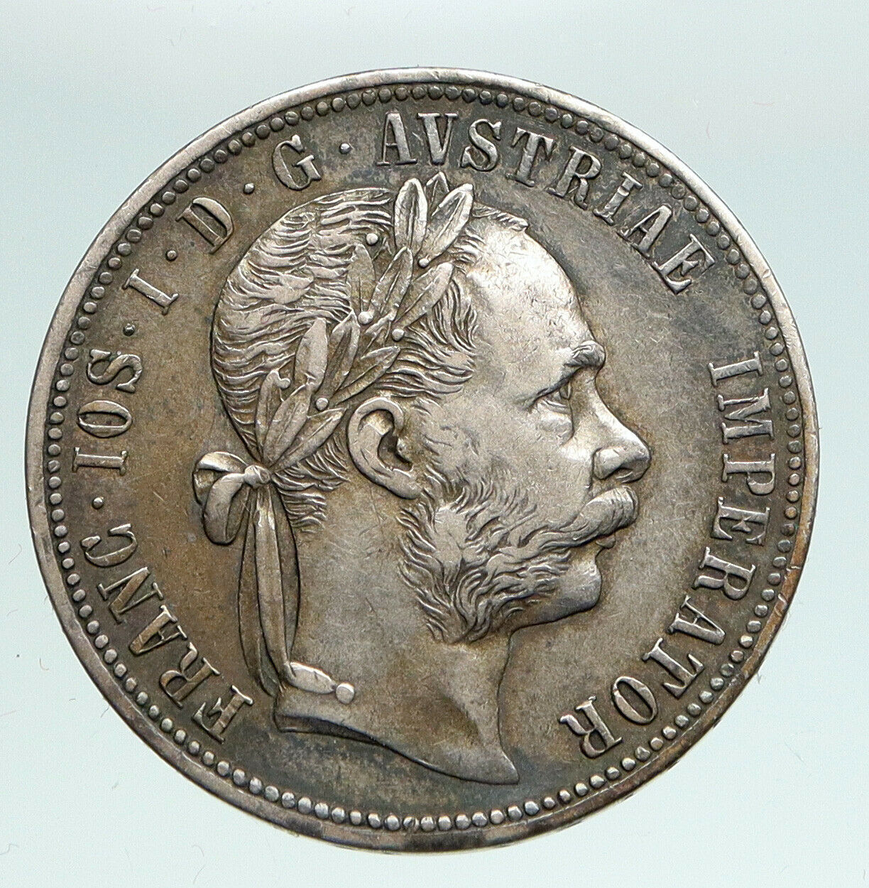 1879 AUSTRIA King FRANZ JOSEPH I Vintage OLD Antique Silver Florin Coin i90913