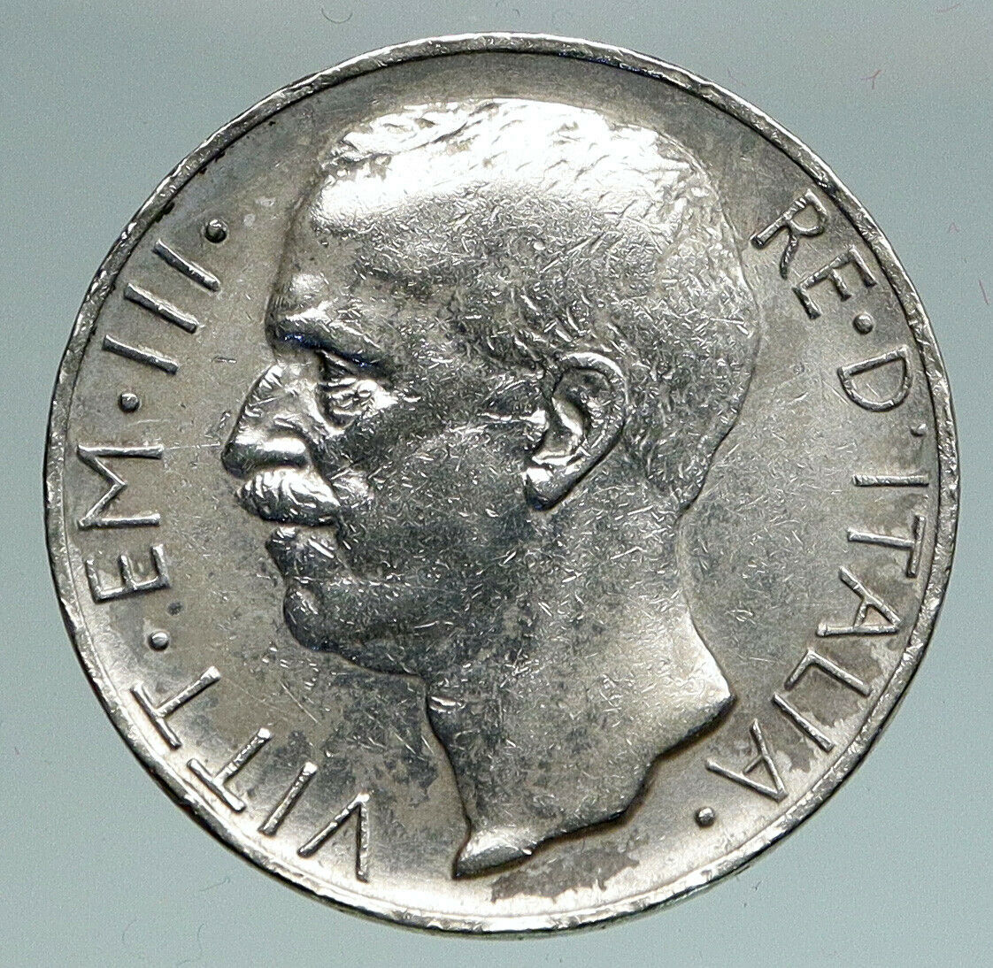 1927 ITALY King Victor Emmanuel III HORSES Silver Italian 10 Lire Coin i90930