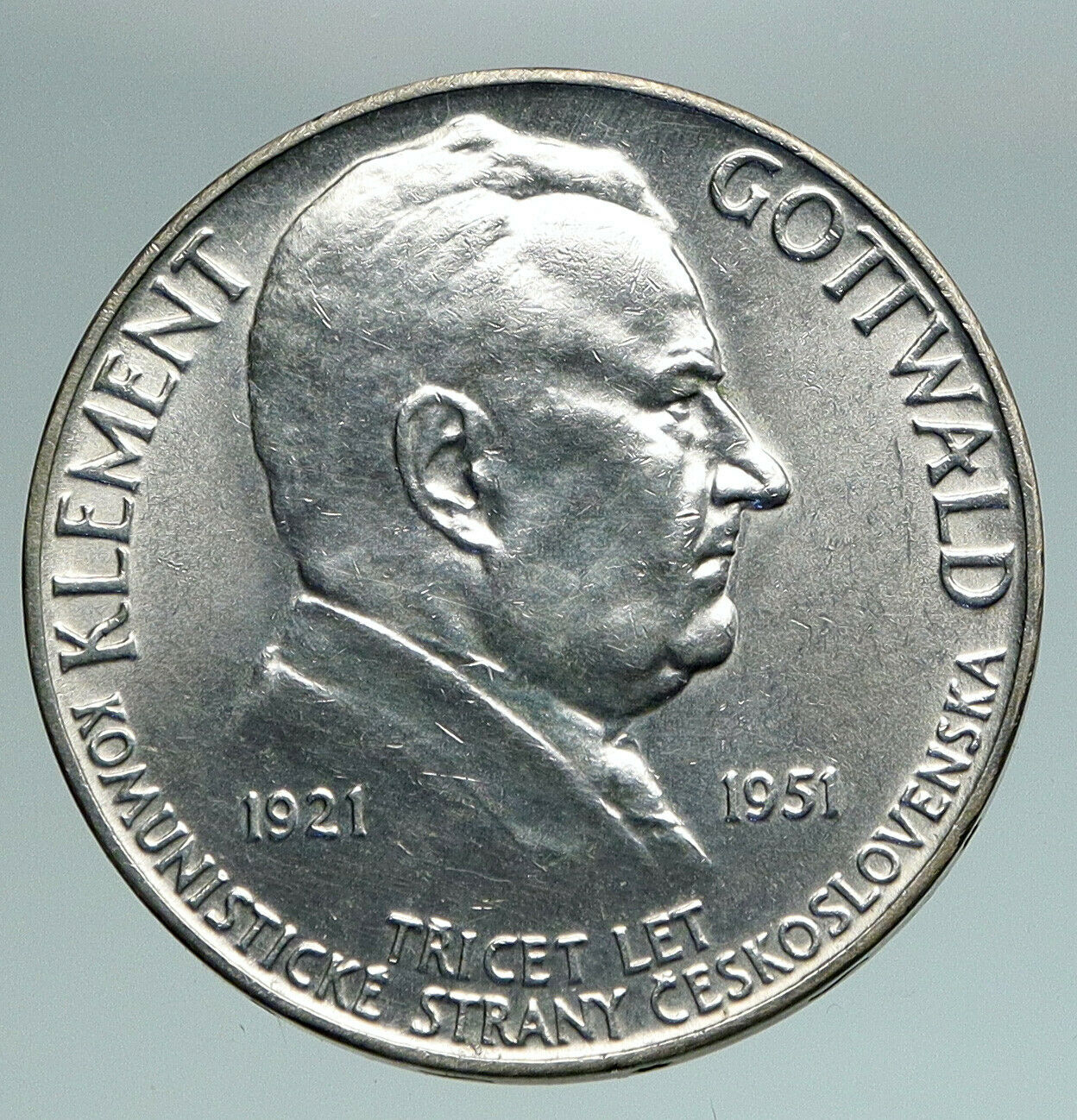 1951 CZECH REPUBLIC Czechoslovakia KLEMENT GOTTWALD Silver 100 Korun Coin i90904