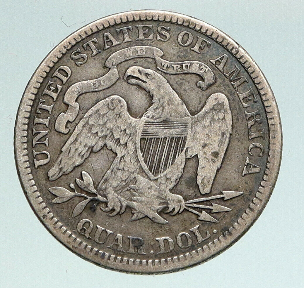 1875 UNITED STATES US Silver SEATED LIBERTY Quarter Dollar Coin w EAGLE i90915