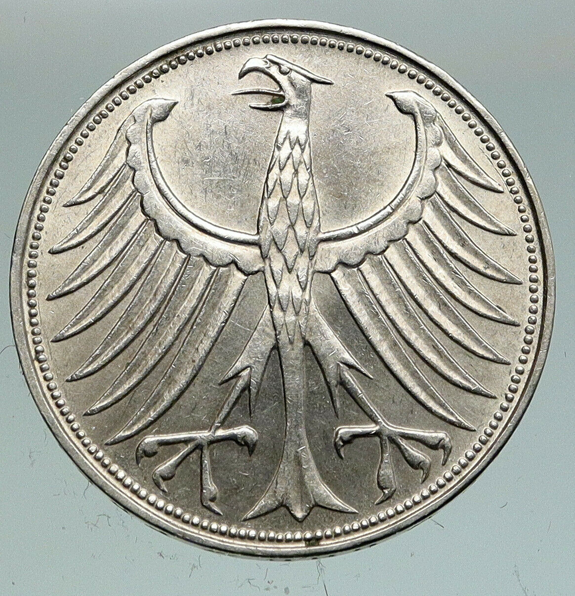 1951 D GERMANY Vintage Winged Eagle OLD German Large 5 Mark Silver Coin i91130