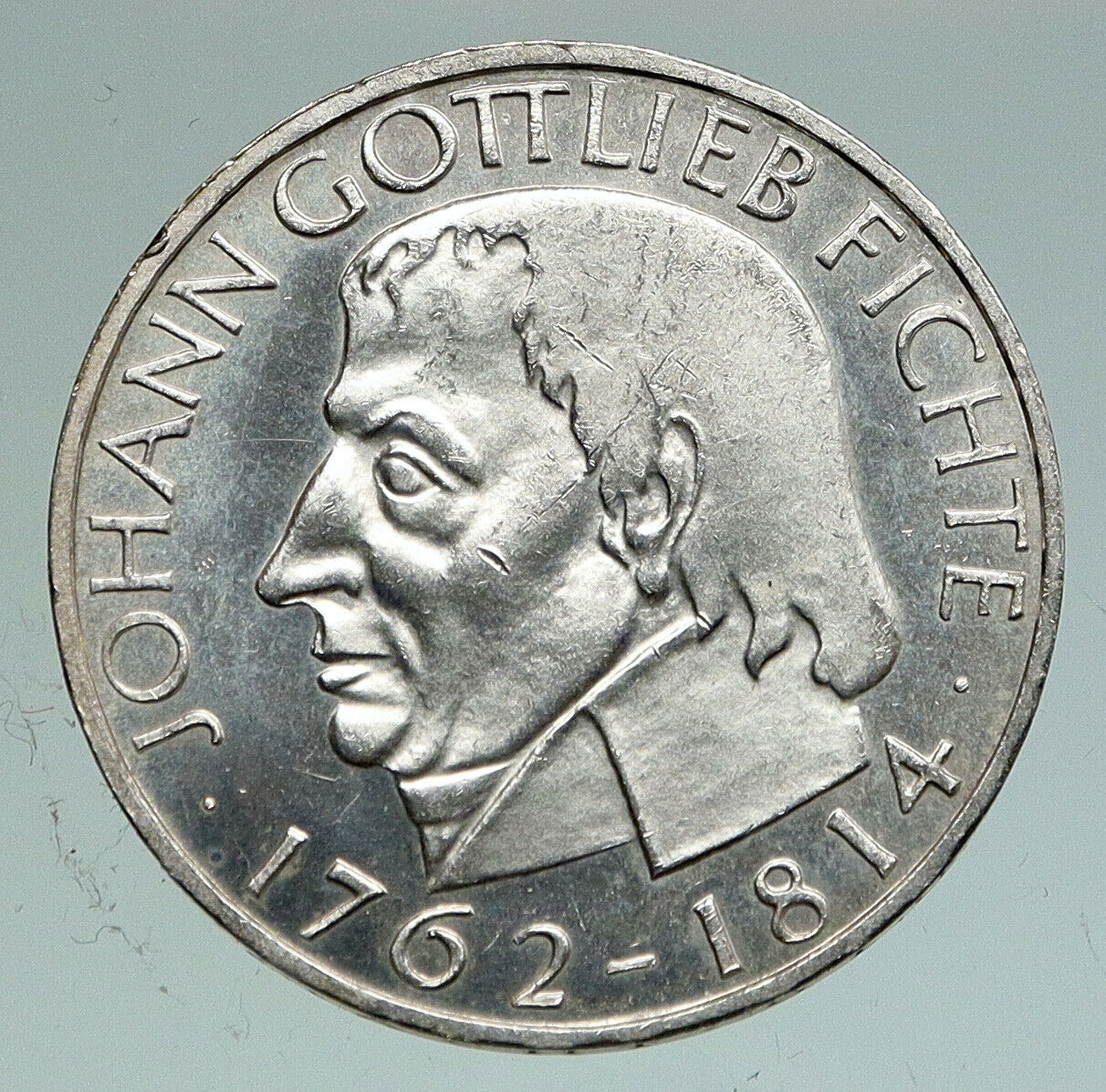 1964 J Germany PHILOSOPHER Johann Gottlieb Fichte Silver German 5 Mk Coin i91126