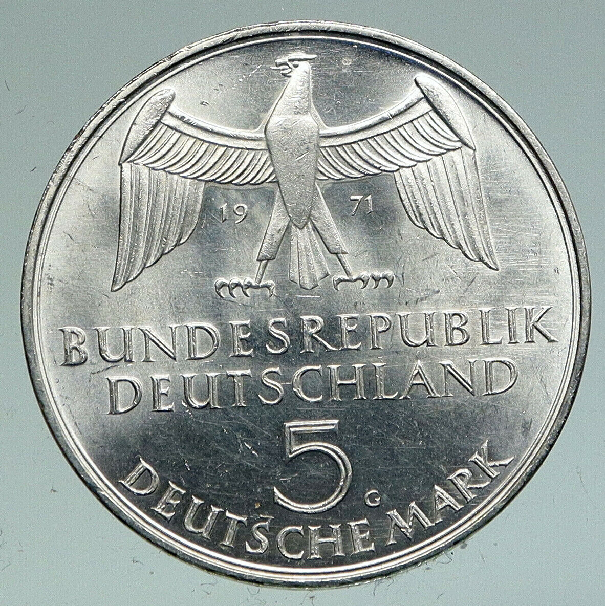 1971 GERMANY 1871 Reichstag Building in Berlin VINTAGE Silver 5 Mark Coin i91131