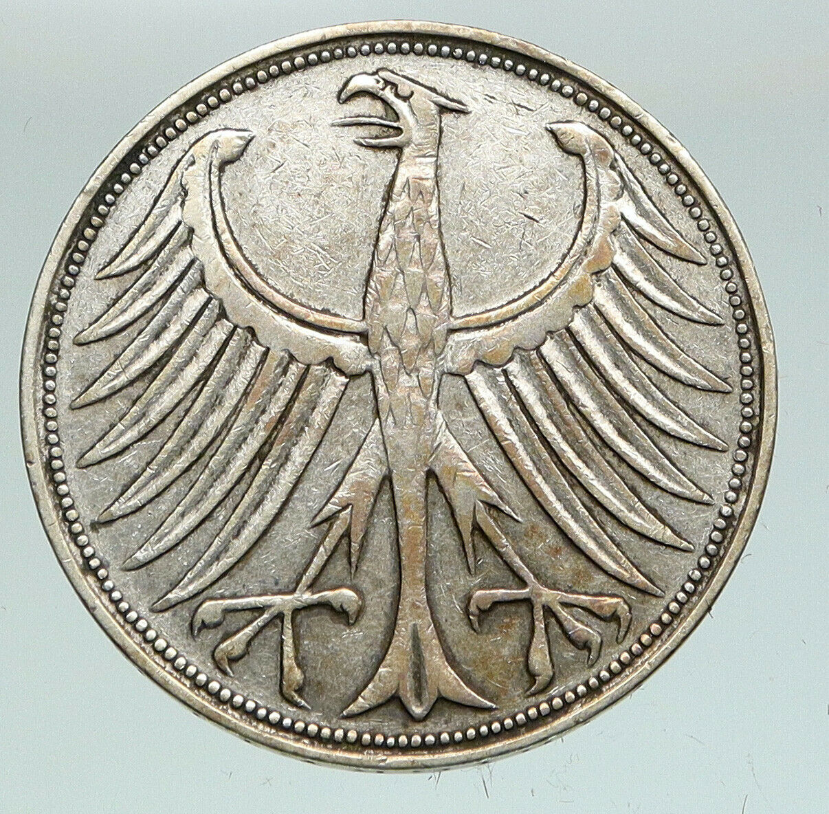 1951 D GERMANY Vintage Winged Eagle OLD German Large 5 Mark Silver Coin i91137