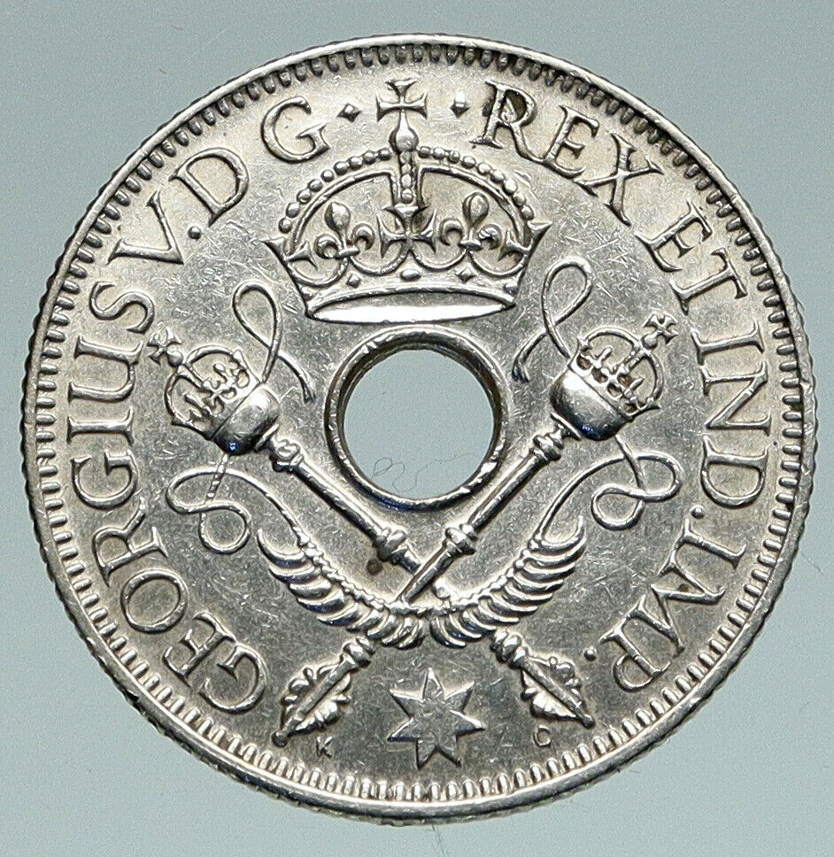 1935 PAPUA NEW GUINEA British UK KING GEORGE V Old Silver Shilling Coin i91116