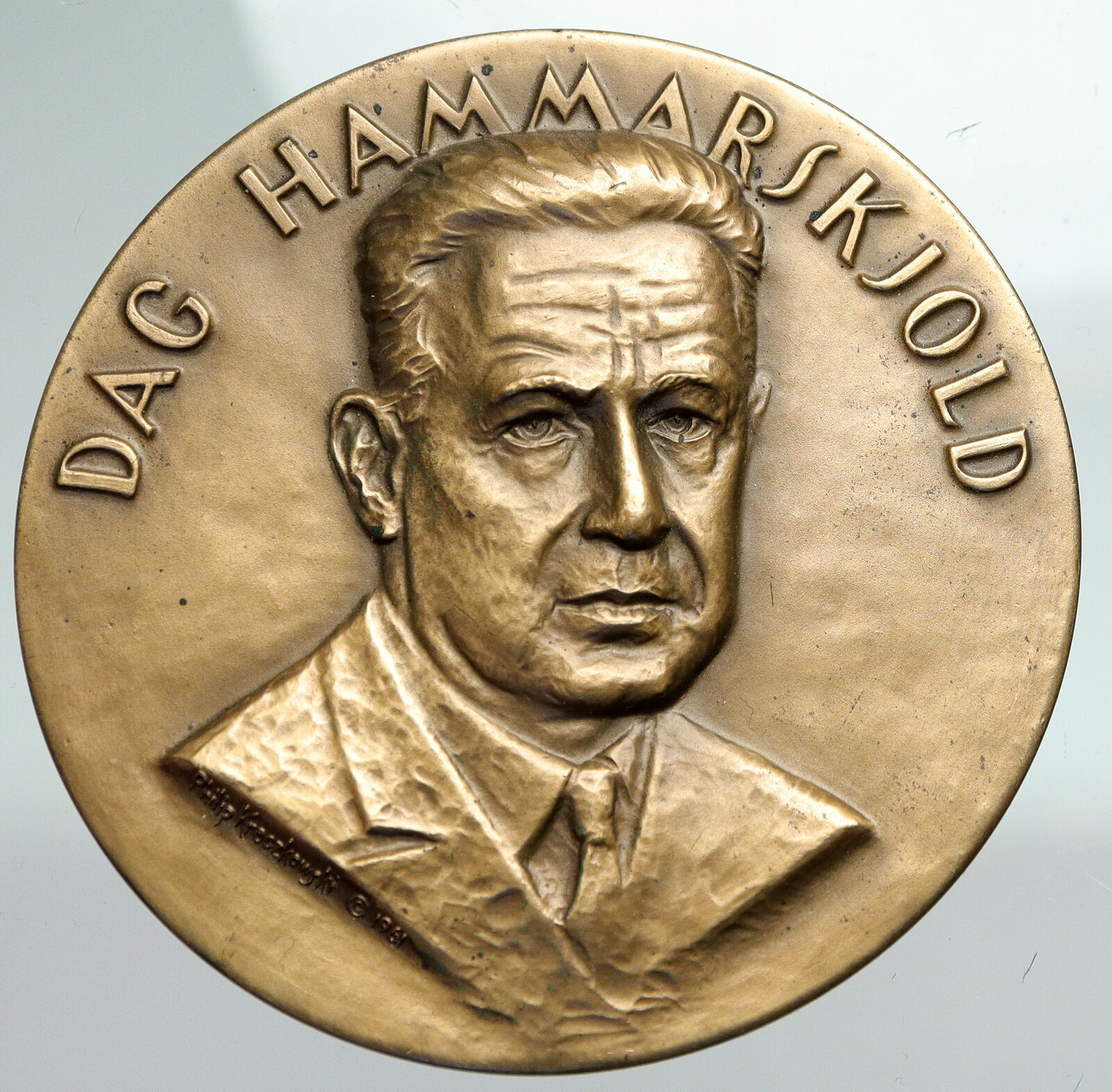 1929 SWEDEN Economist Diplomat DAG HAMMARSKJOLD Old VINTAGE Award Medal i91234