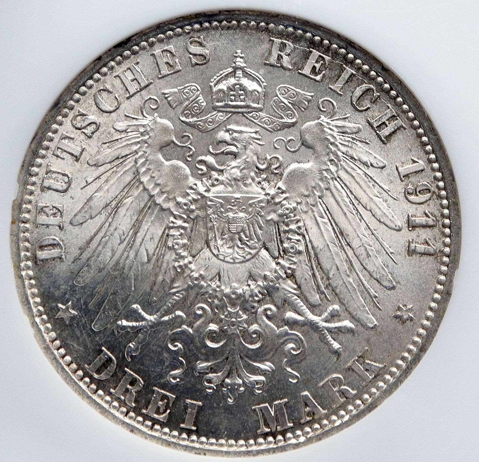 1911 A GERMAN STATES Schaumburg-Lippe Prince George Silver 3Mark NGC Coin i91318