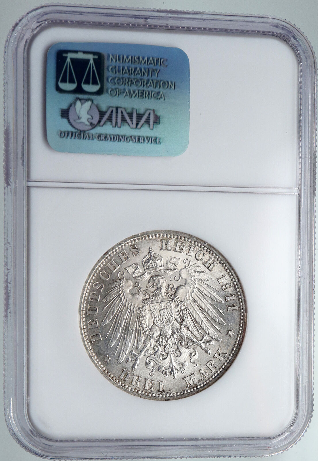 1911 A GERMAN STATES Schaumburg-Lippe Prince George Silver 3Mark NGC Coin i91318