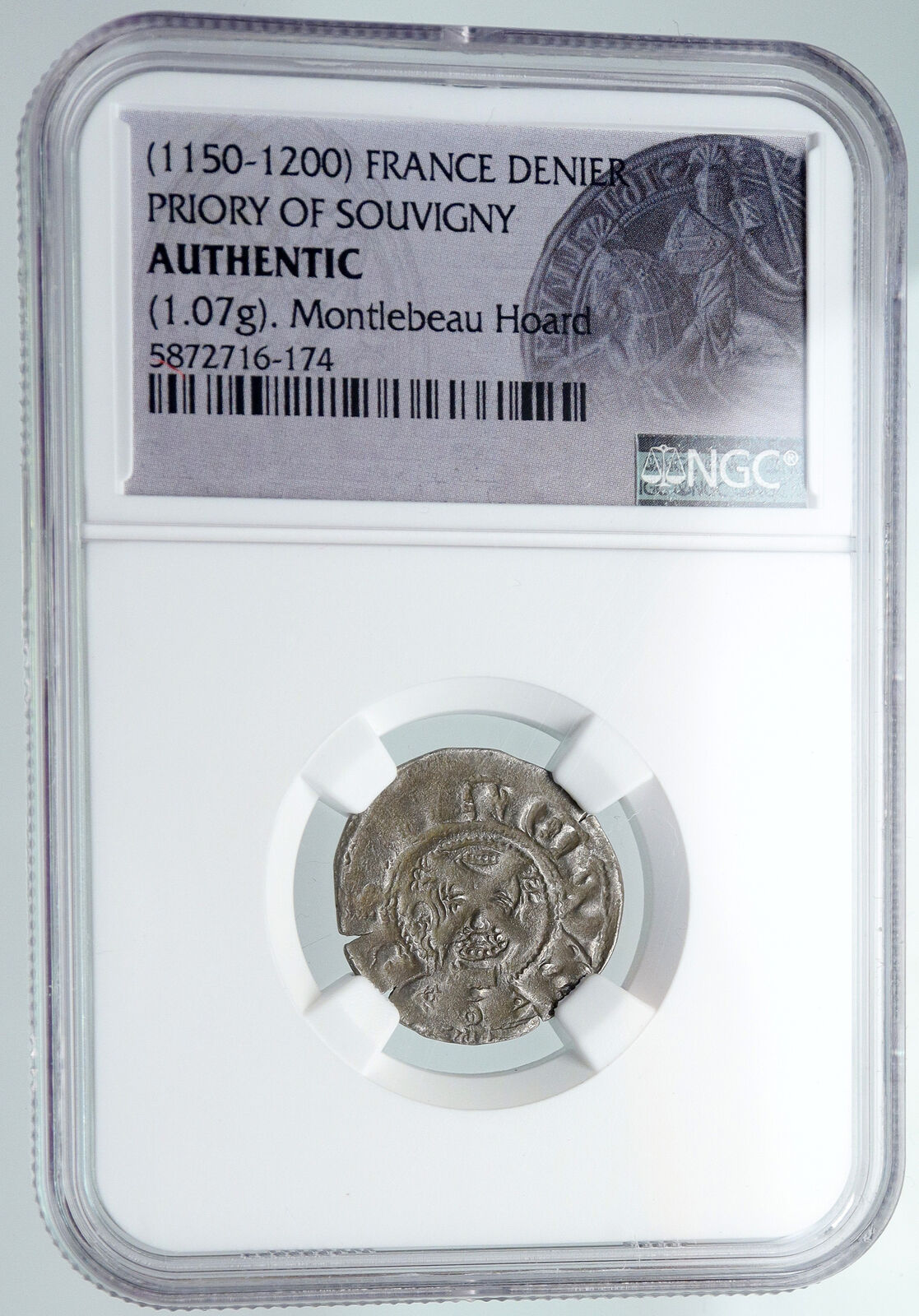 1180AD FRANCE FEUDAL Priory of Souvigny Medieval Silver Denier NGC Coin i91313