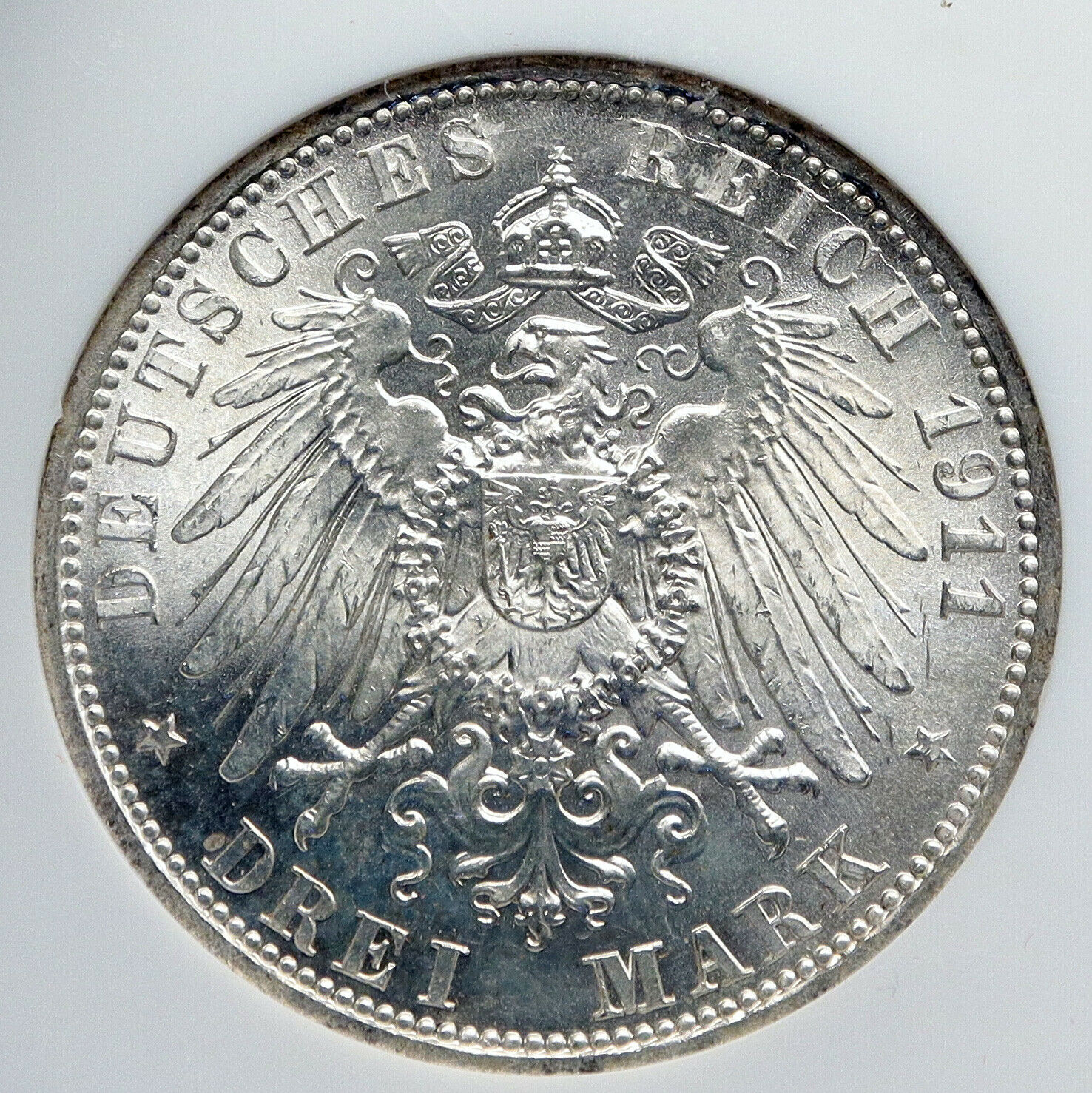 1911 A GERMAN STATES Schaumburg-Lippe Prince George Silver 3Mark NGC Coin i91319