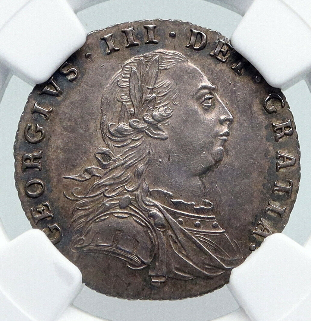 1787 UK Britain United Kingdom KING GEORGE III Silver Sixpence NGC Coin i91320