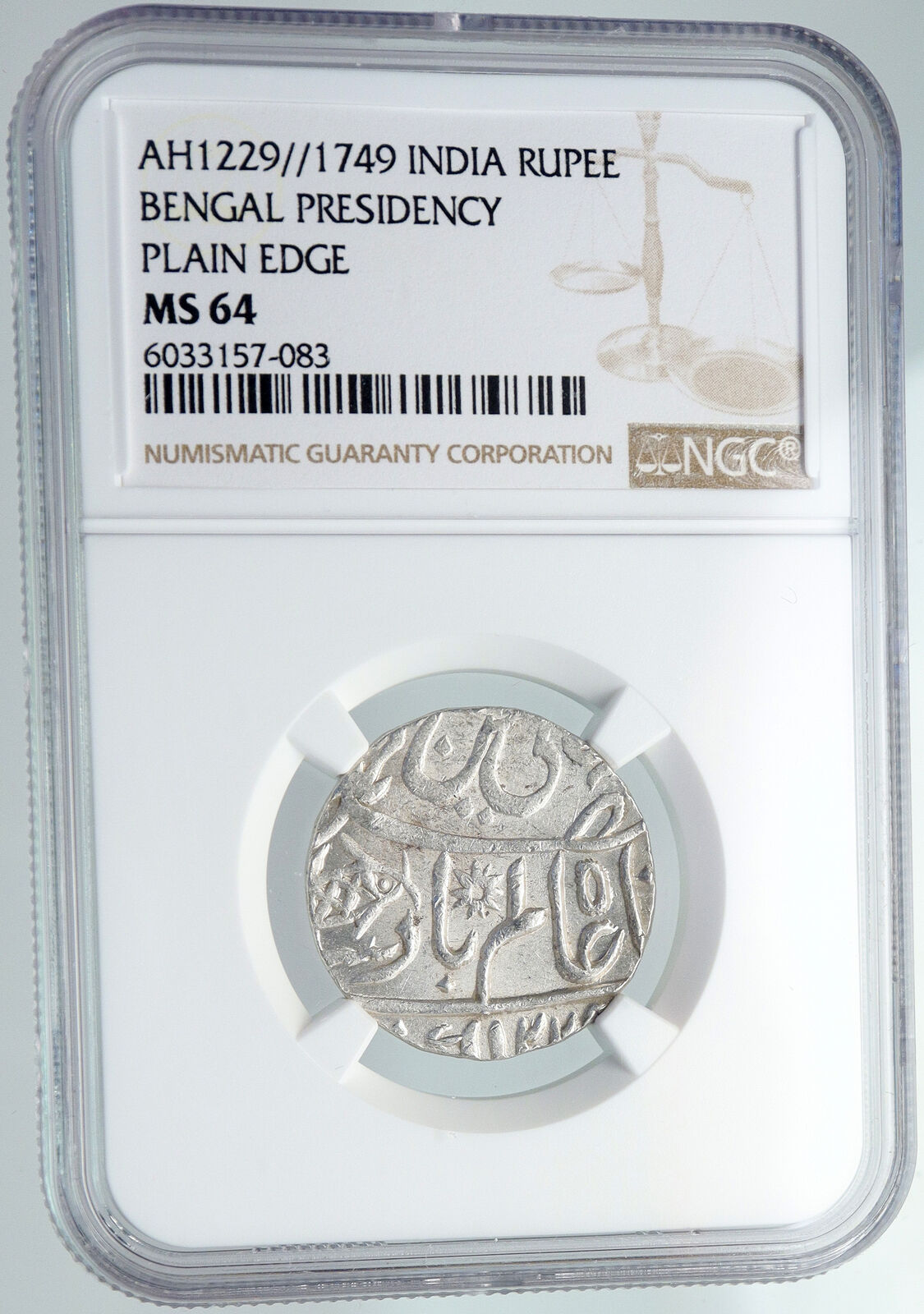 1812 1229AH INDIA Princely States BENGAL Presidency Silver Rupee NGC Coin i91326