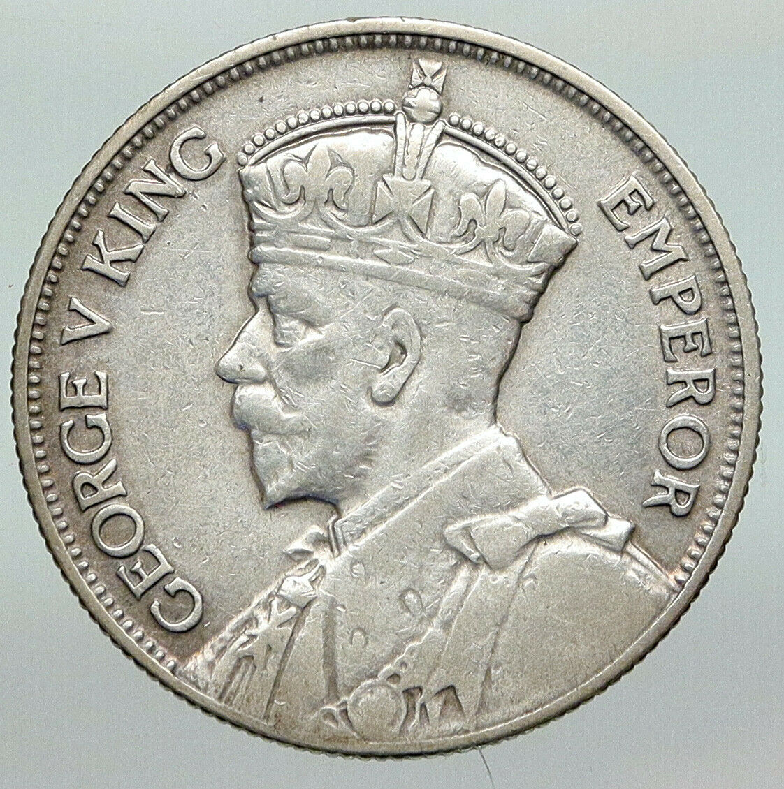 1934 NEW ZEALAND under UK King George V w KIWI BIRD Silver Florin Coin i91196