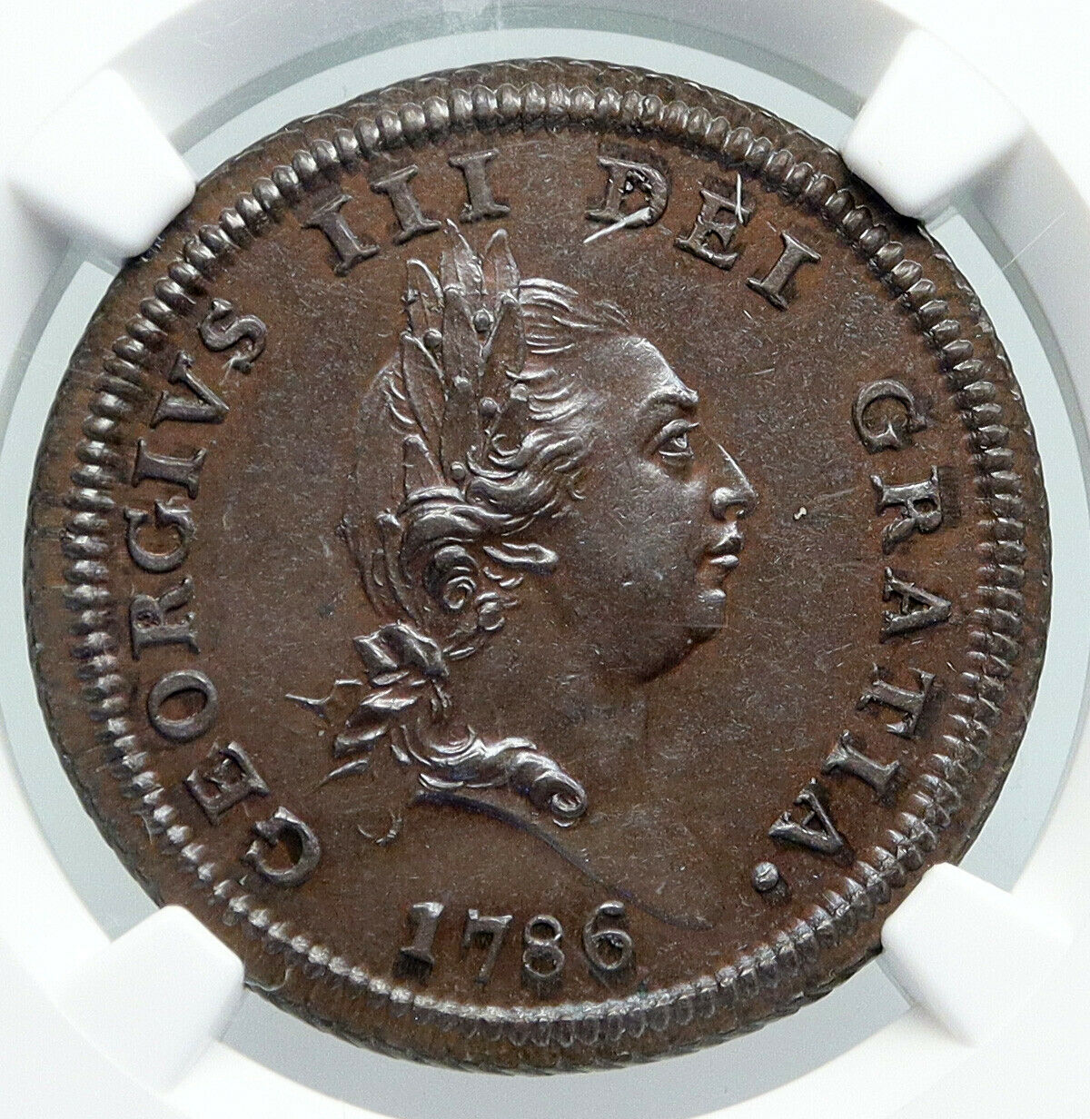 1786 ISLE of MAN Antique King George III TRISKELES 1/2 Penny Coin NGC i91322