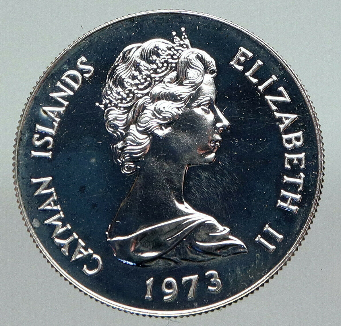 1973 CAYMAN ISLANDS UK Queen Elizabeth II OLD Proof Silver 50 Cent Coin i91207