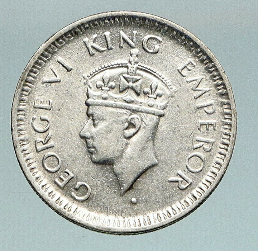 1944L INDIA UK States King George VI Genuine Silver 1/4 Rupee Indian Coin i91045