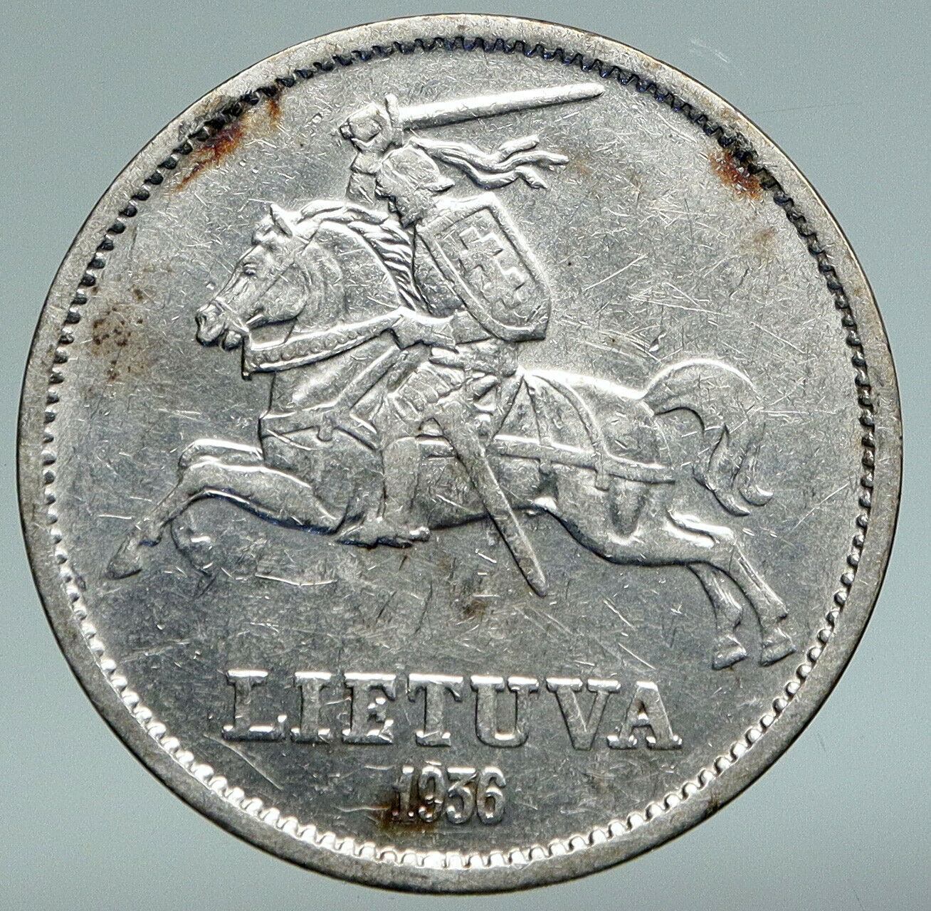 1936 LITHUANIA VYTAUTAS the GREAT Vintage Silver 10 Litai Lithuanian Coin i91052