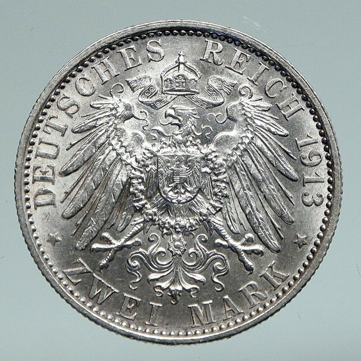 1913 PRUSSIA KINGDOM Germany WILHELM II Antique Silver 2 Mark German Coin i91053