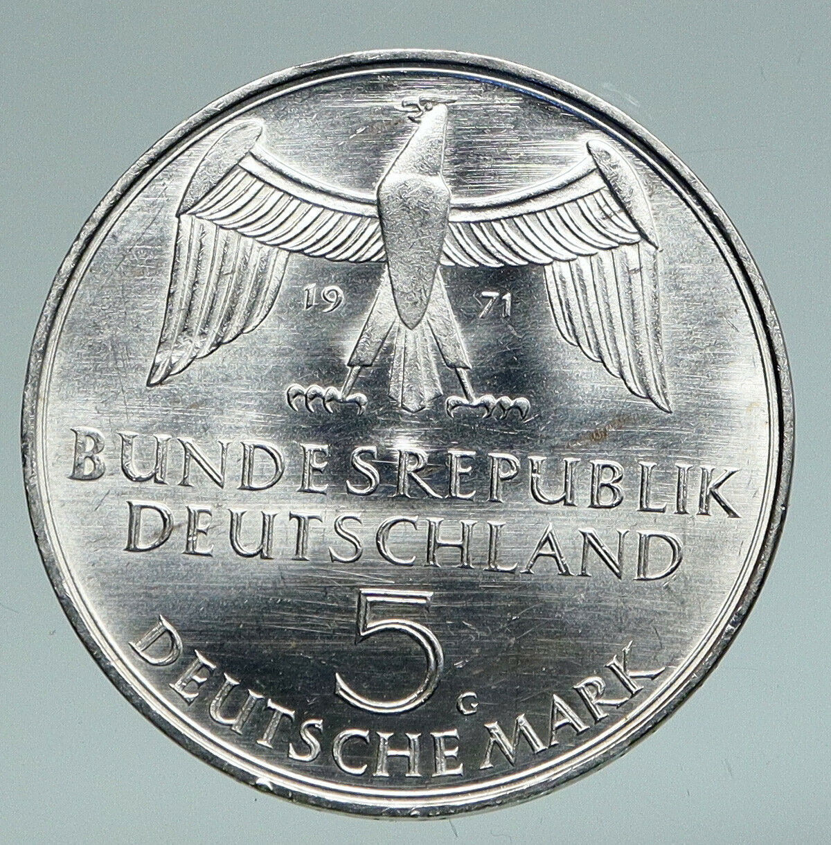 1971 GERMANY 1871 Reichstag Building in Berlin VINTAGE Silver 5 Mark Coin i91051