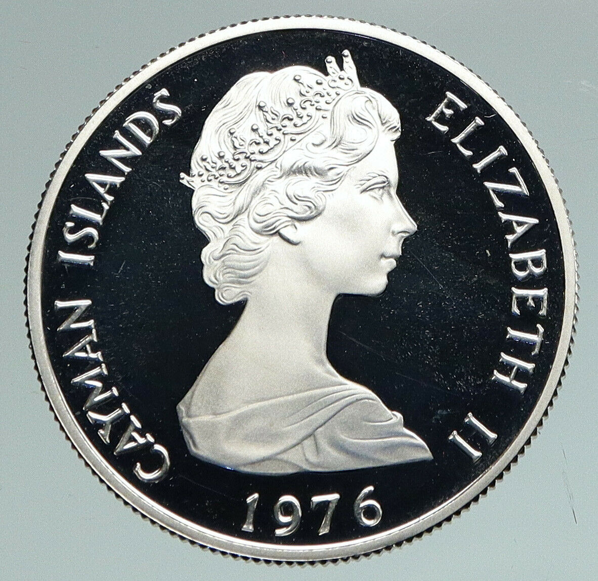 1976 CAYMAN ISLANDS UK Queen Elizabeth II OLD Proof Silver 50 Cent Coin i91064