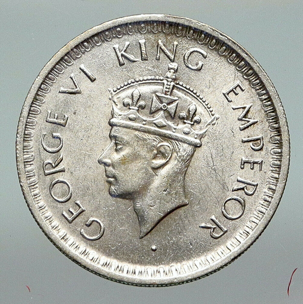 1943L INDIA States UK King George VI ANTIQUE Silver 1/2 RUPEE Indian Coin i91217