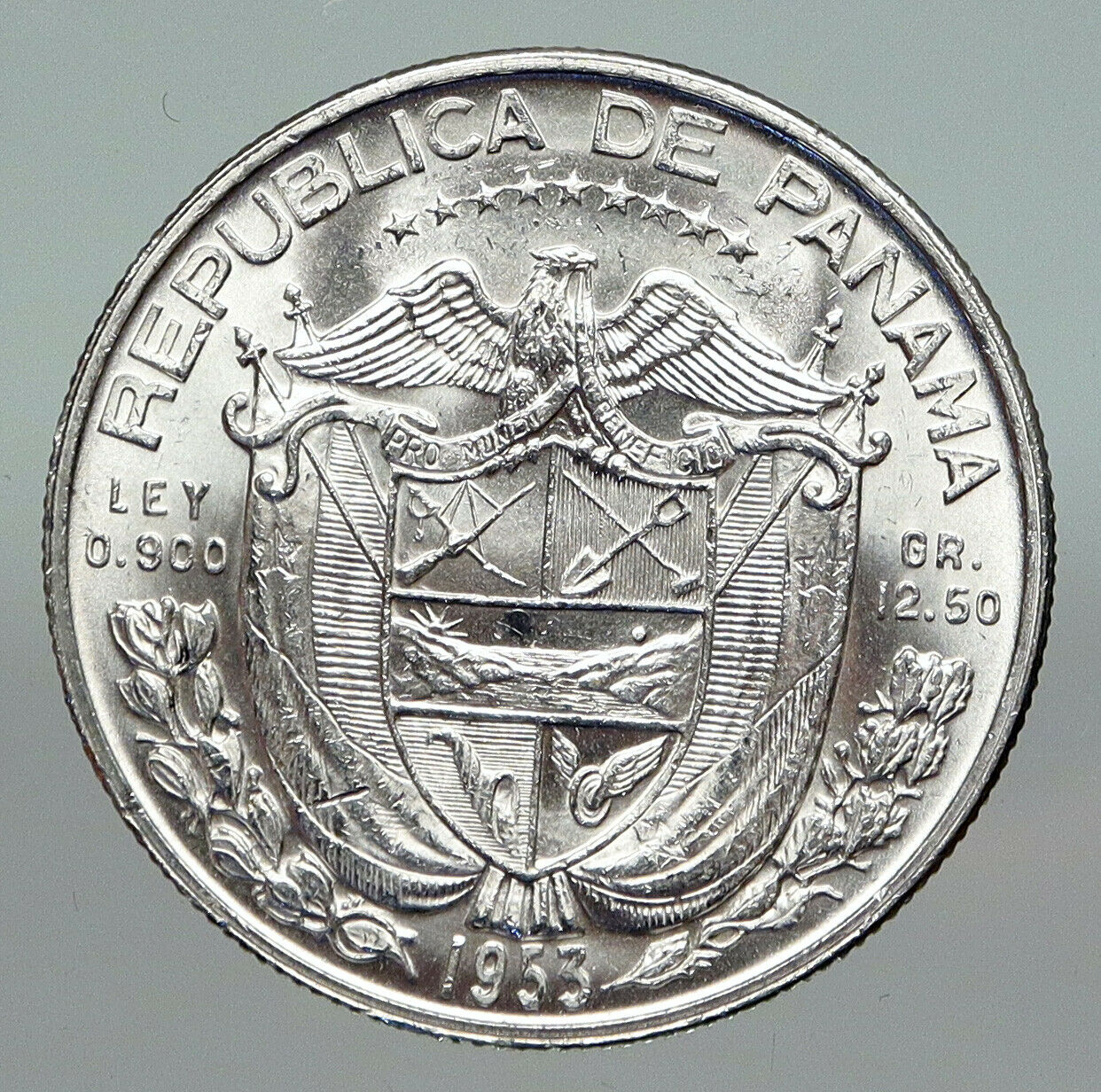 1953 PANAMA Spanish Conquistador Hero VINTAGE OLD Silver 1/2 BALBOA Coin i91219