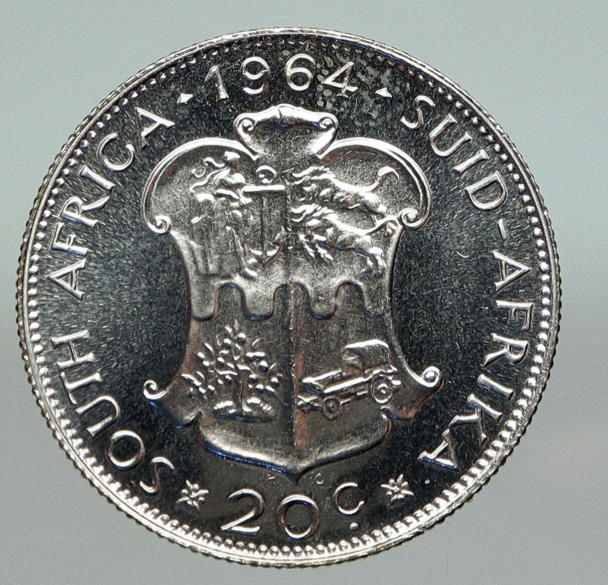 1964 SOUTH AFRICA Queen Elizabeth II Riebeeck PROOF Silver 20 Cent Coin i91221