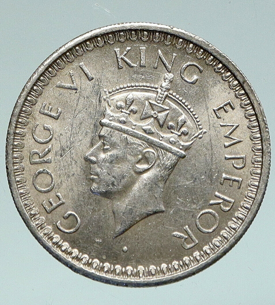 1944L INDIA States UK King George VI ANTIQUE Silver 1/2 RUPEE Indian Coin i91038