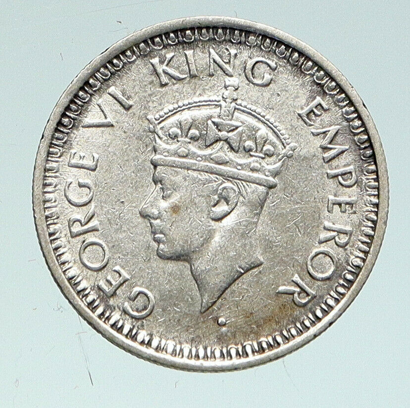 1944 INDIA UK States King George VI VINTAGE Silver 1/4 Rupee Indian Coin i91030