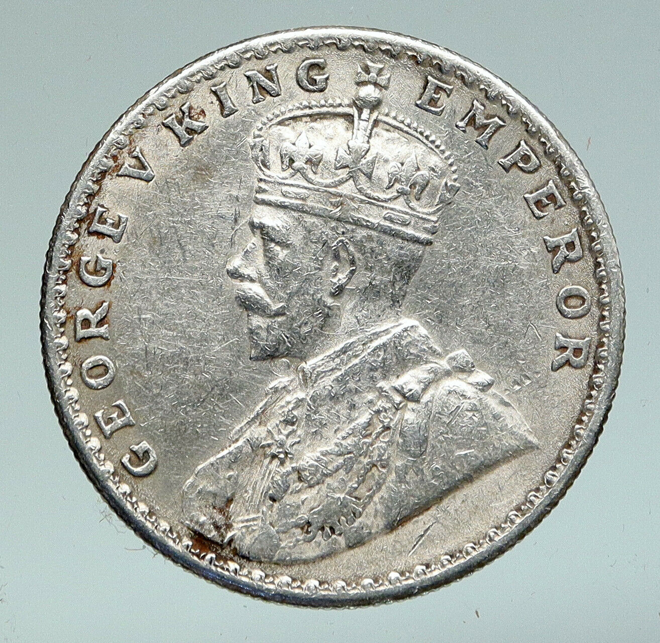 1916 B INDIA UK King George V Silver Antique RUPEE Vintage Indian Coin i91040