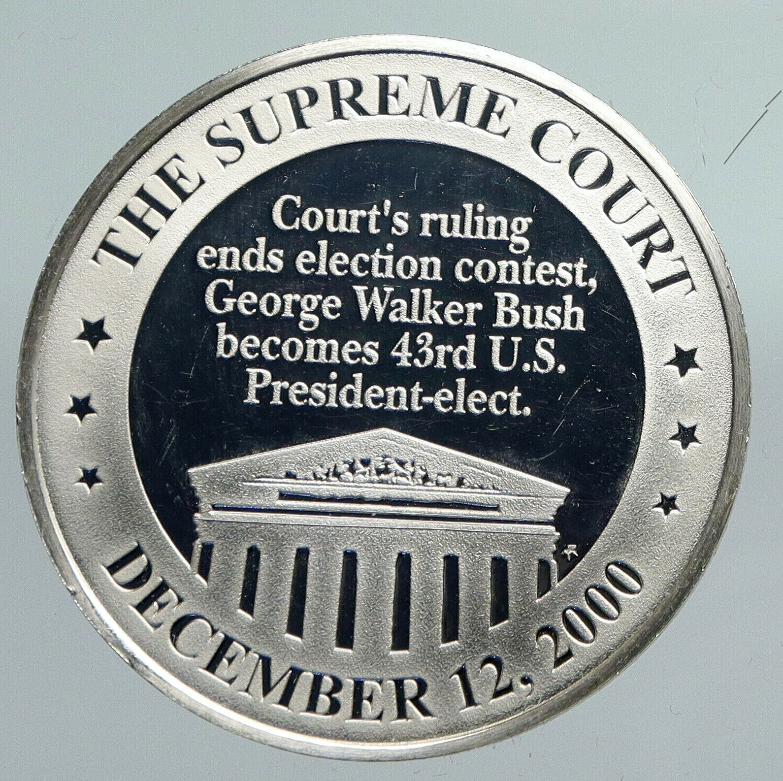 2000 USA President George Walker Bush SUPREME COURT Vintage Silver Medal i91403