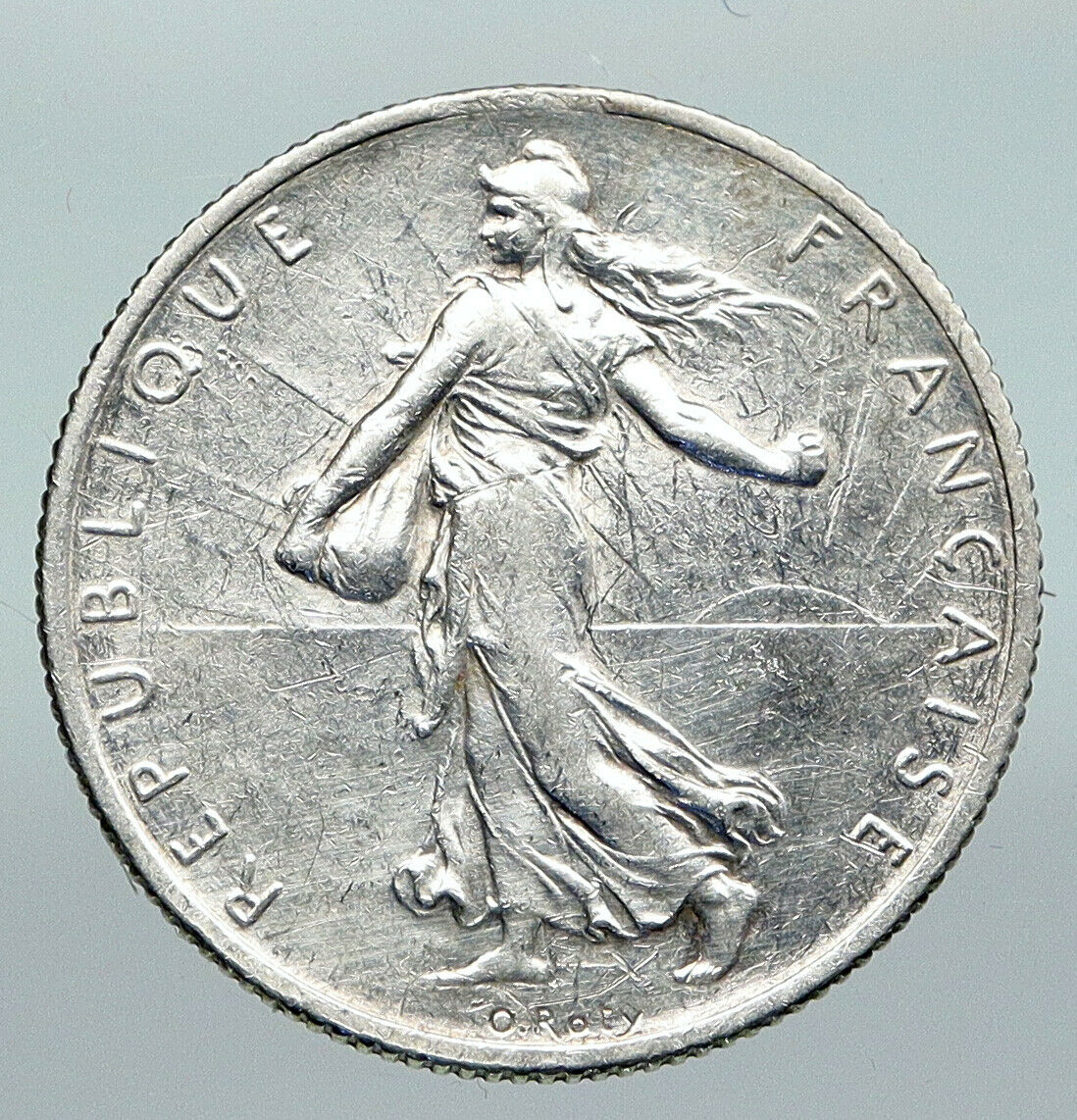 1914 FRANCE Antique Silver 2 Francs French Coin w La Semeuse Sower Woman i91401