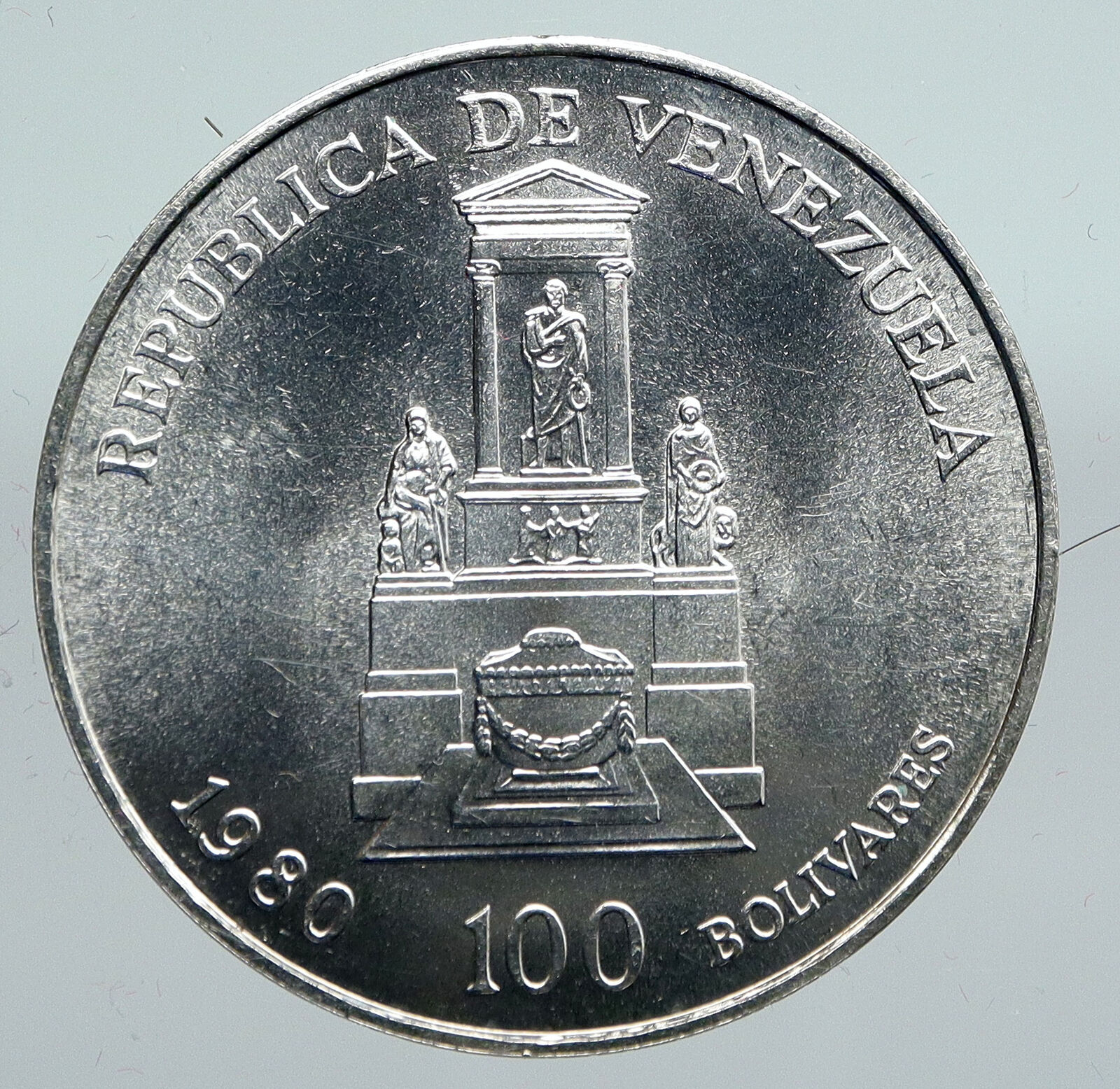 1980 Freemason President Simon Bolivar VENEZUELA Founder Silver 100 Coin i91400