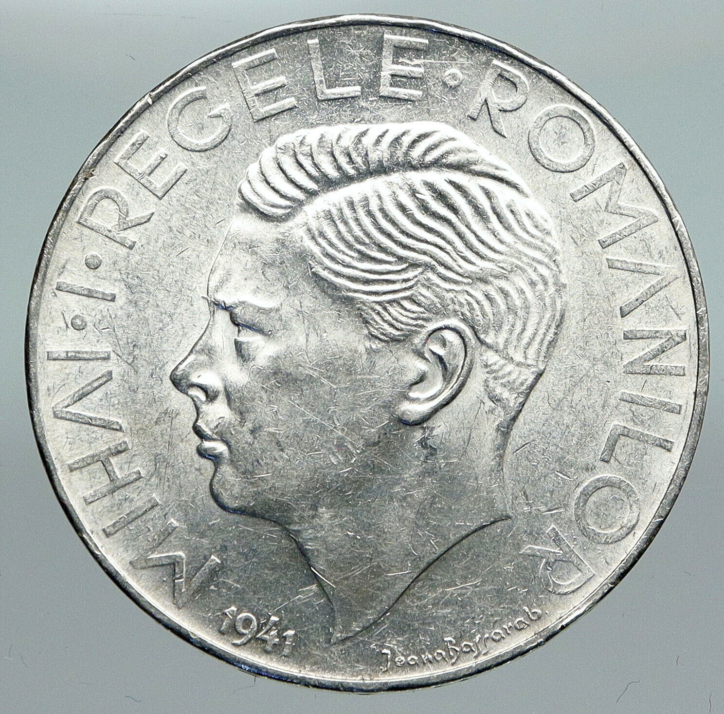 1941 ROMANIA Michael I Antique VINTAGE OLD Silver 500 LEI Romanian Coin i91407