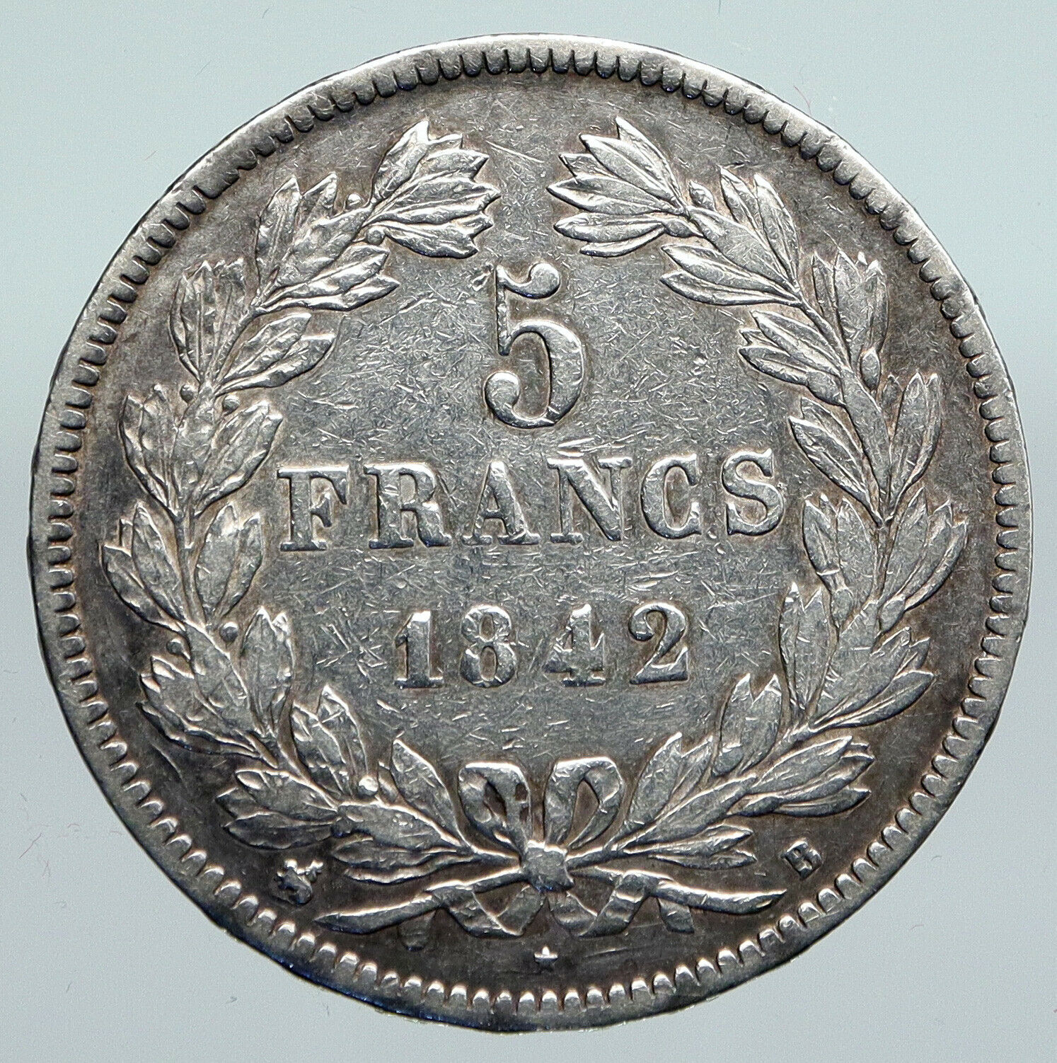 1842 FRANCE King Louis Philippe I French Antique OLD Silver 5 Francs Coin i91385