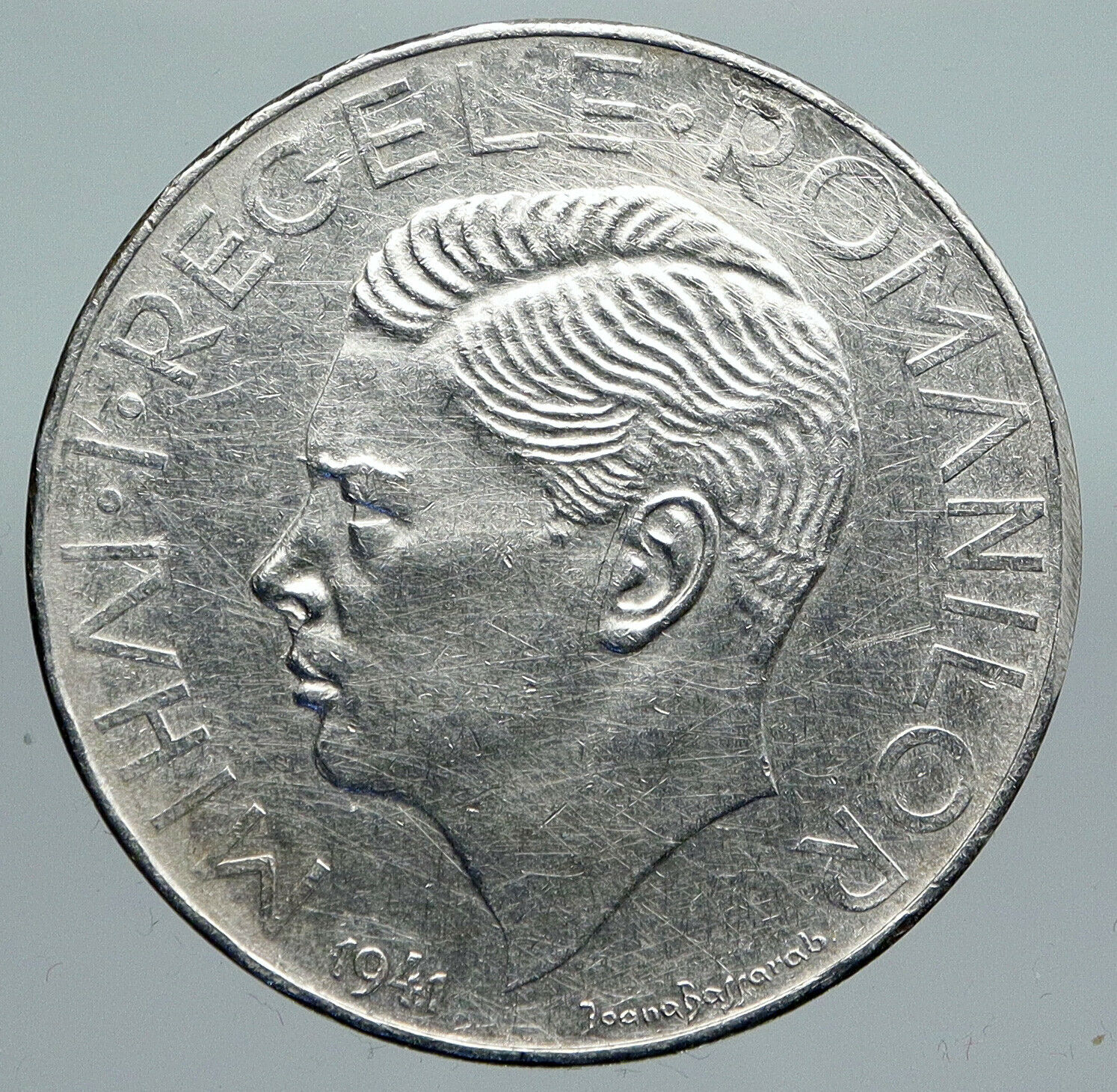 1941 ROMANIA Michael I Antique VINTAGE OLD Silver 500 LEI Romanian Coin i91390