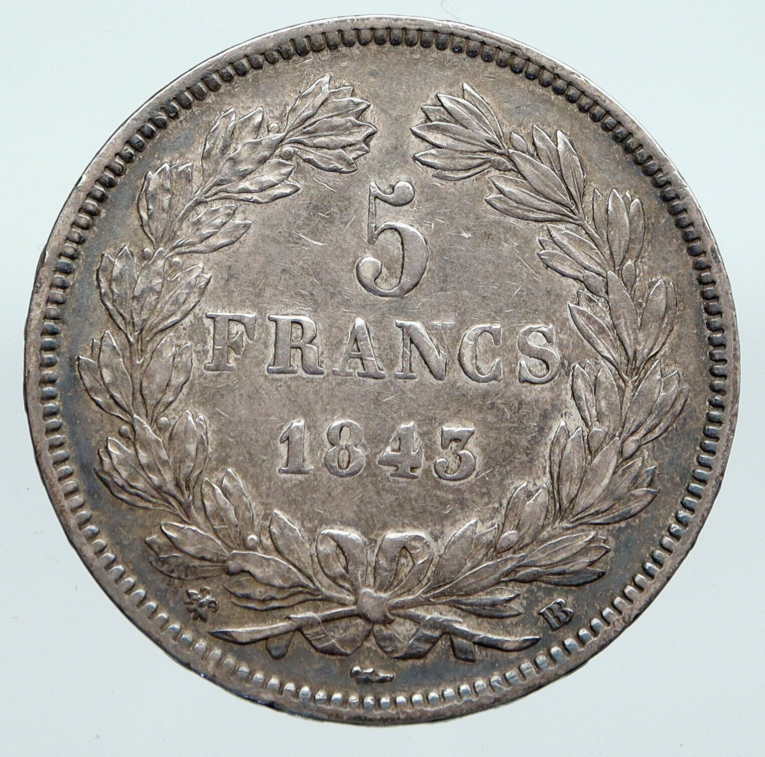 1843 FRANCE King Louis Philippe I French Antique OLD Silver 5 Francs Coin i91384