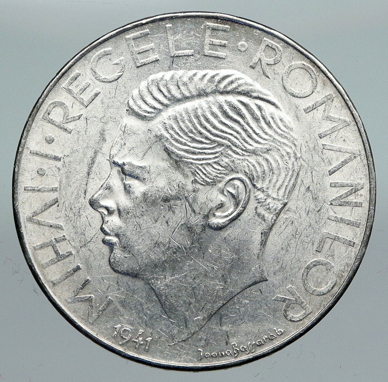 1941 ROMANIA Michael I Antique VINTAGE OLD Silver 500 LEI Romanian Coin i91388