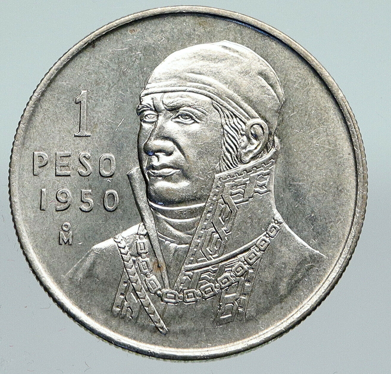 1950 Mo MEXICO Independence HERO JOSE MARIA MORELOS Old Silver Peso Coin i91375