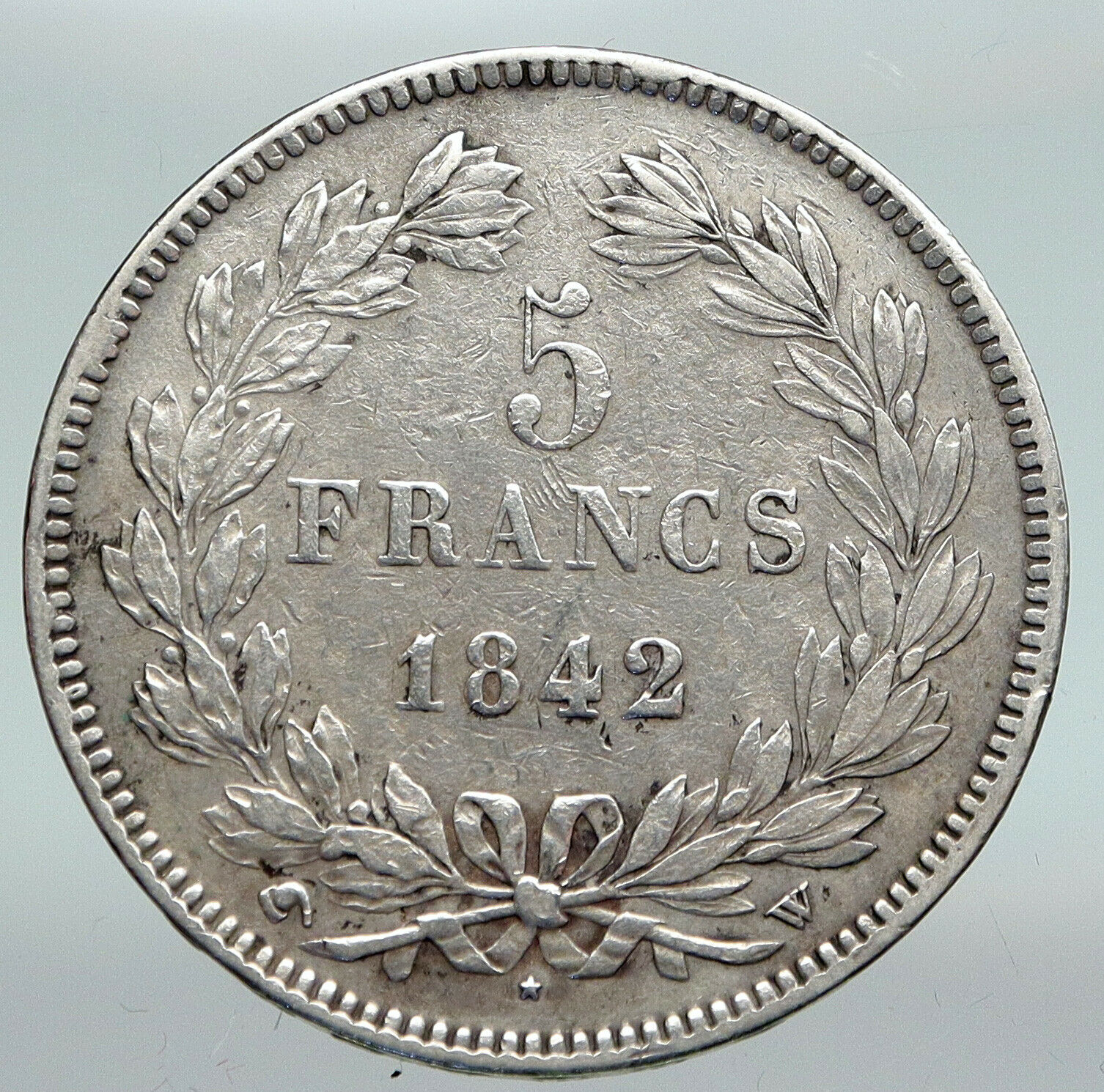 1842 FRANCE King Louis Philippe I French Antique OLD Silver 5 Francs Coin i91418