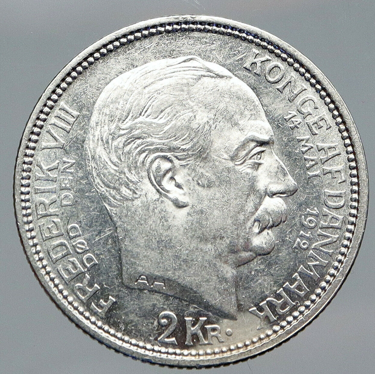 1912 DENMARK Kings CHRISTIAN X FREDERIK VIII Genuine Silver 2 Kr Coin i91438