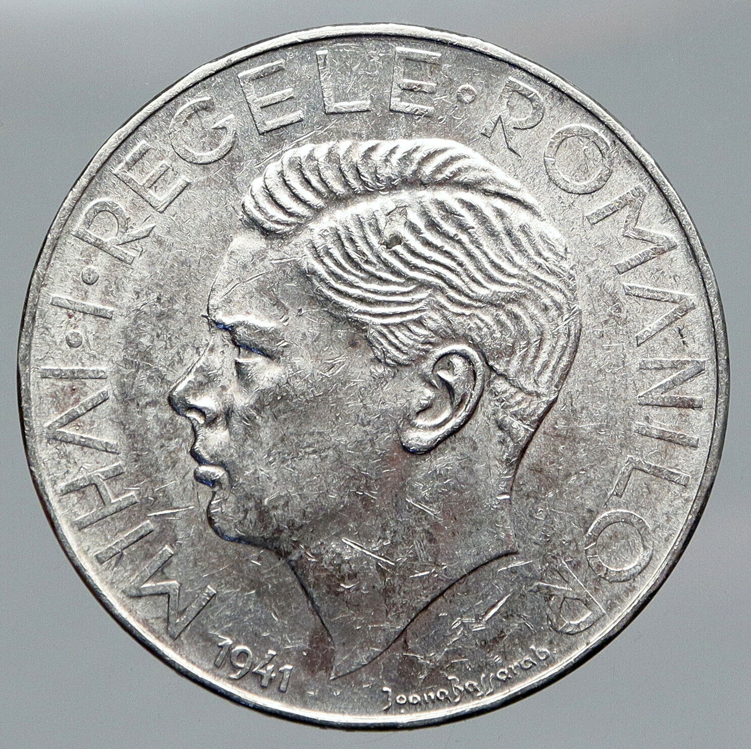 1941 ROMANIA Michael I Antique VINTAGE OLD Silver 500 LEI Romanian Coin i91434