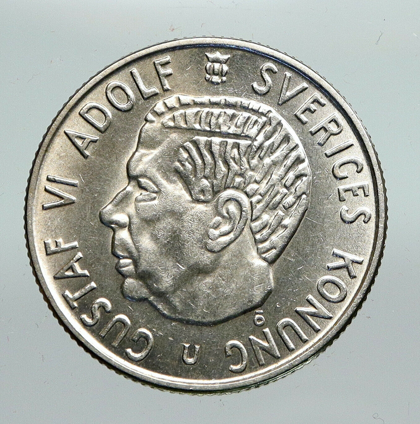 1966 SWEDEN Antique Silver 2 Kronor w KING Gustav VI SWEDISH Vintage Coin i91303