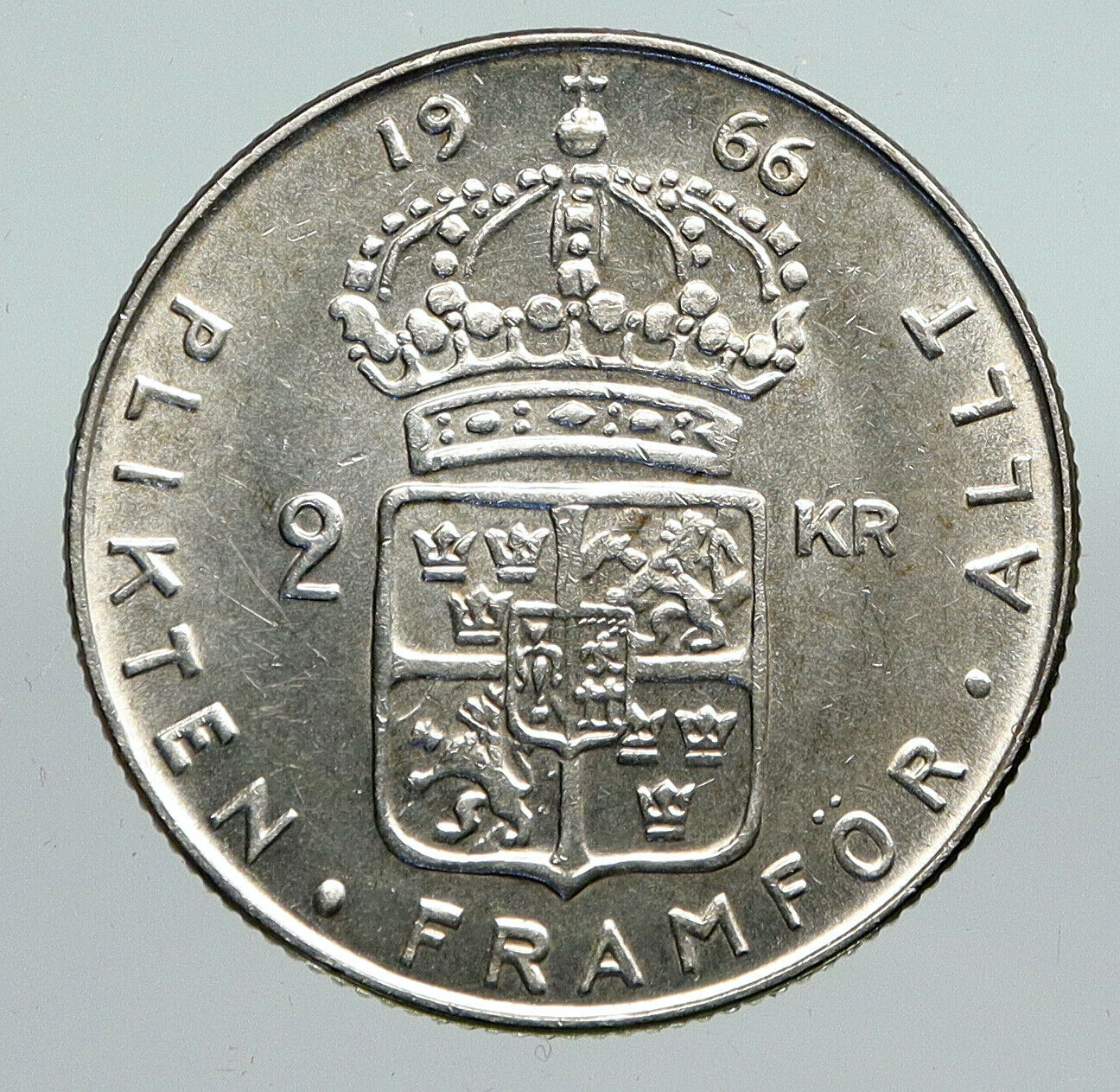 1966 SWEDEN Antique Silver 2 Kronor w KING Gustav VI SWEDISH Vintage Coin i91303