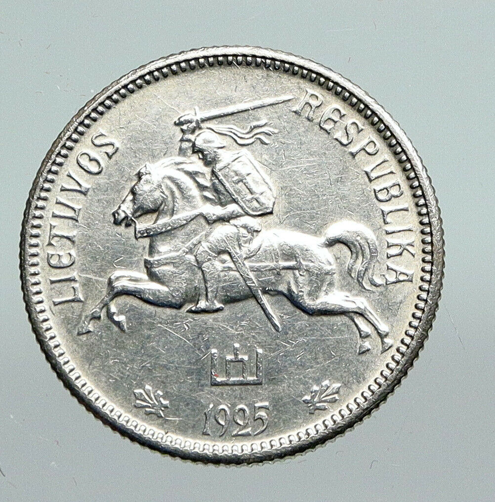 1925 LITHUANIA Silver 2 Litai JONAS BASANAVICIUS Vintage Lithuanian Coin i91294